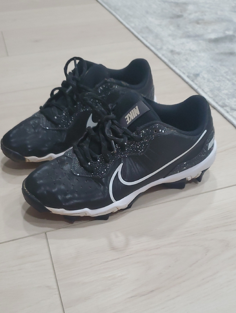 Nike Alpha Black and White Kids Cleats